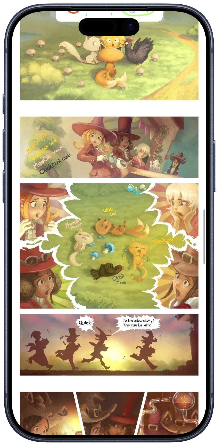 Pepper & Carrot panels flowing through one continuous vertical strip in Glimshelf’s Webtoon mode