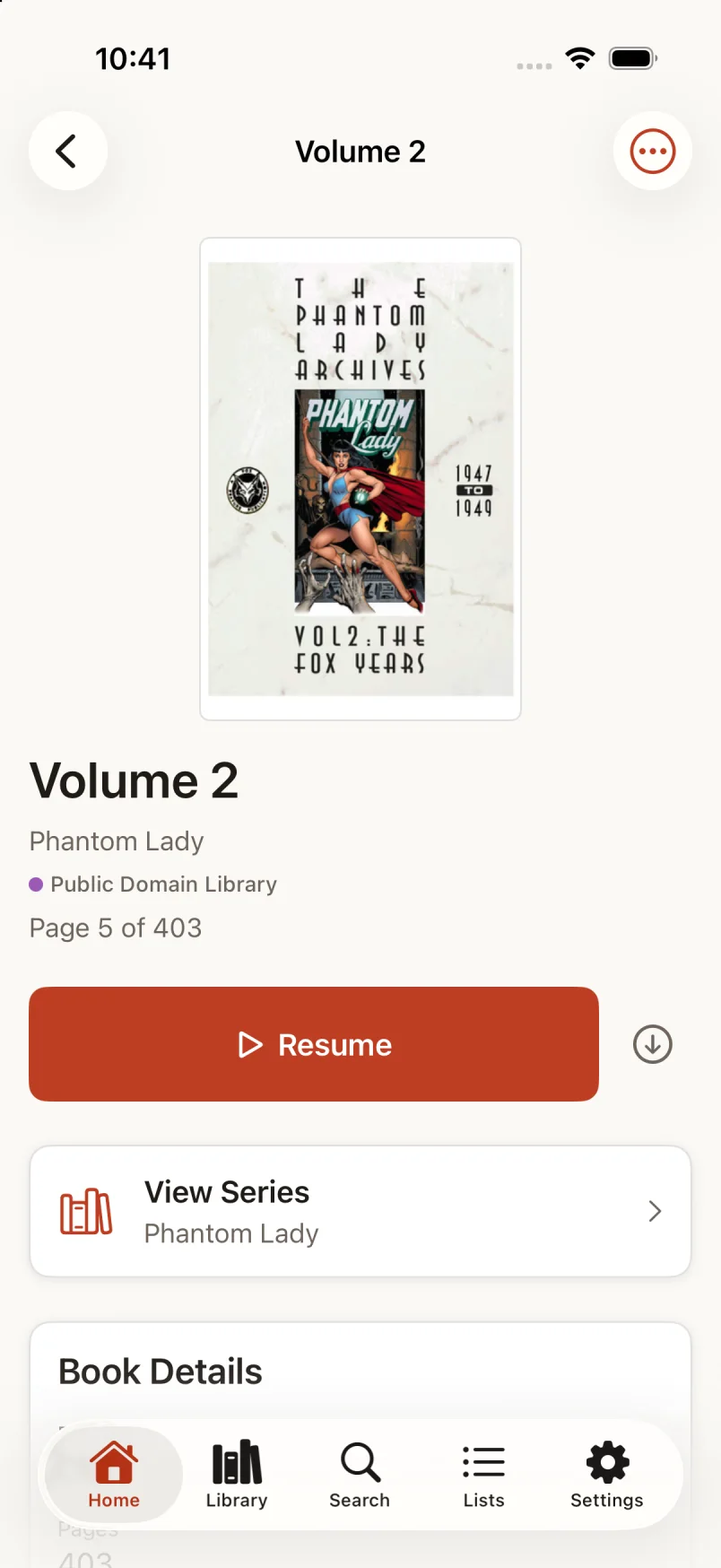 Phantom Lady Volume 2 in Glimshelf with resume and download controls
